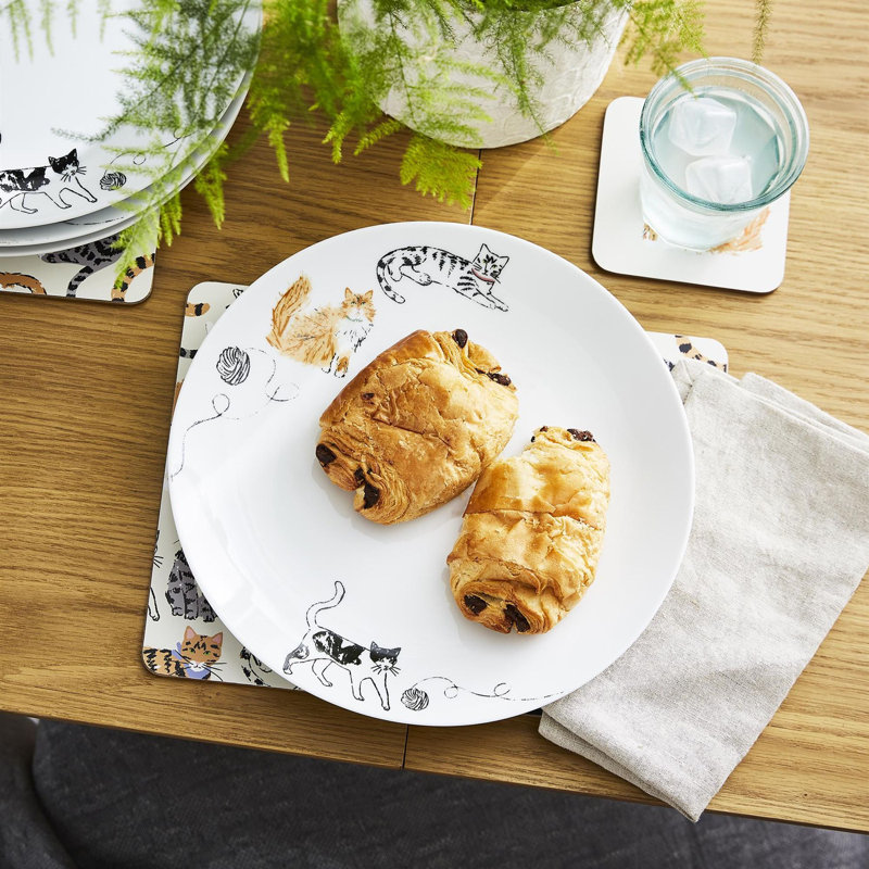 Feline Friends Square 4 Piece Coaster Set