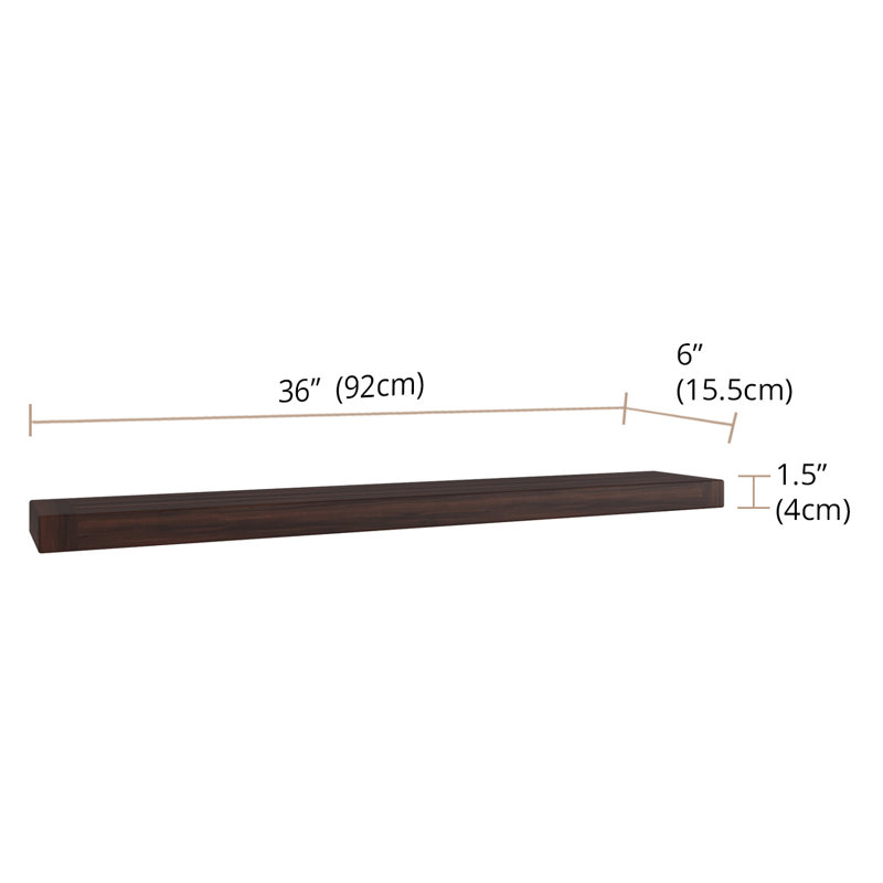 Obi Teak Floating Shelf, 2" H x 36" W x 6" D