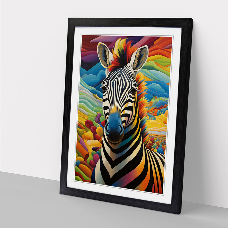 XYZ-FRM-V1223-1738 Zebra Modern 1 Piece Single Picture Frame Wall Art, 46cm H x 34cm W x 2cm D, Black