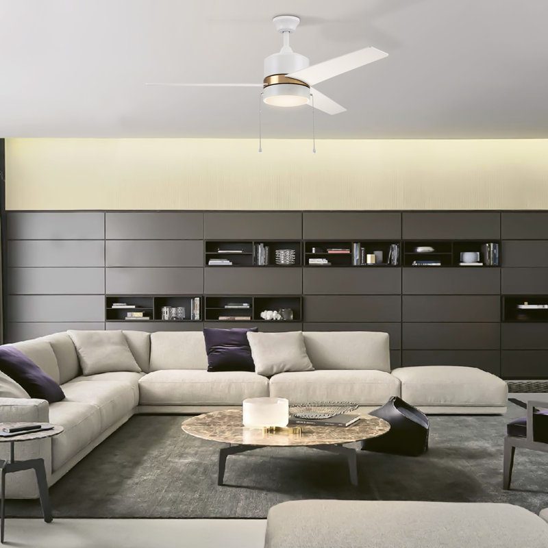 Dulac 52'' Ceiling Fan with LED Lights, White/Gold