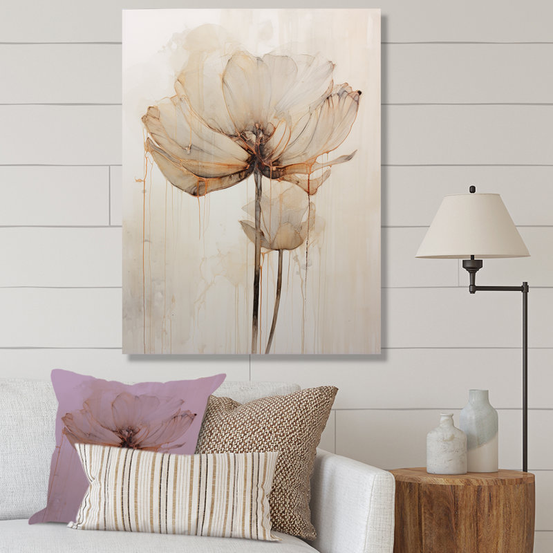 «Beige Lotus Reflections I» sur toile, H 44 po x l 34 po x P 1,5 po, Toile tendue