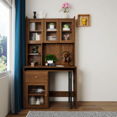 Ensemble de bureau d'ordinateur avec portes en verre Antheris