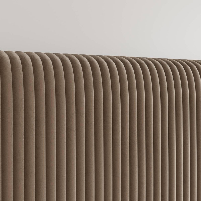 Twin Bed Frame – Corduroy Headboard, Wooden Slats, Brown, Compact for Apartments, Twin, Brown