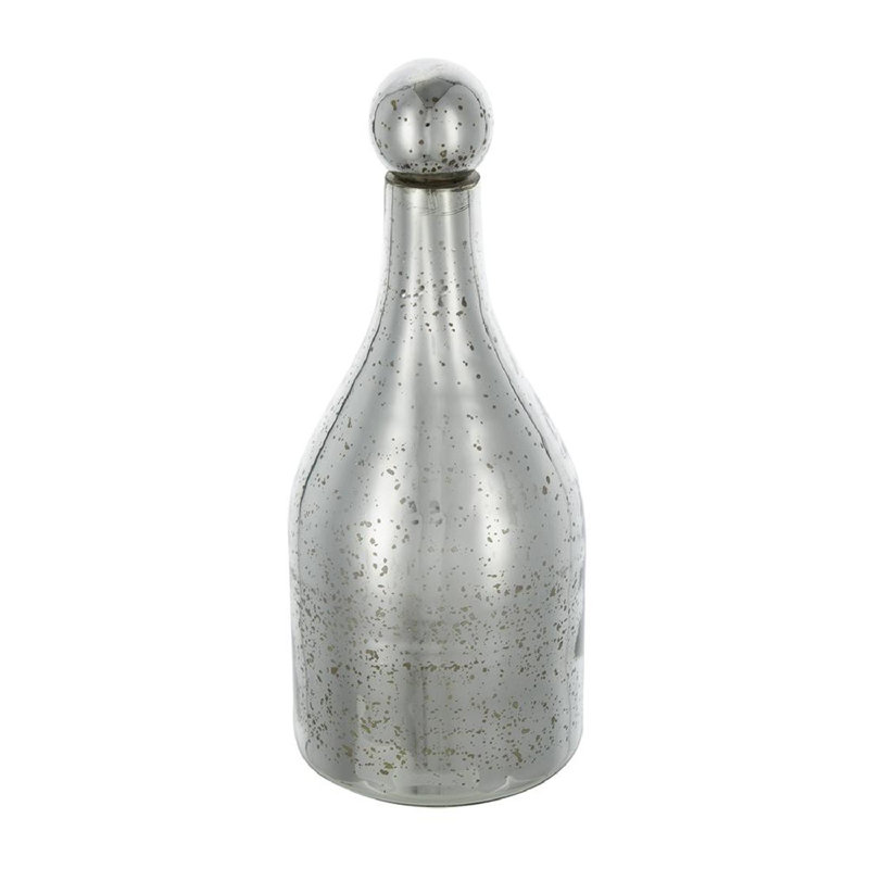 Antique Silver Glass Jar with Round Design and Lid