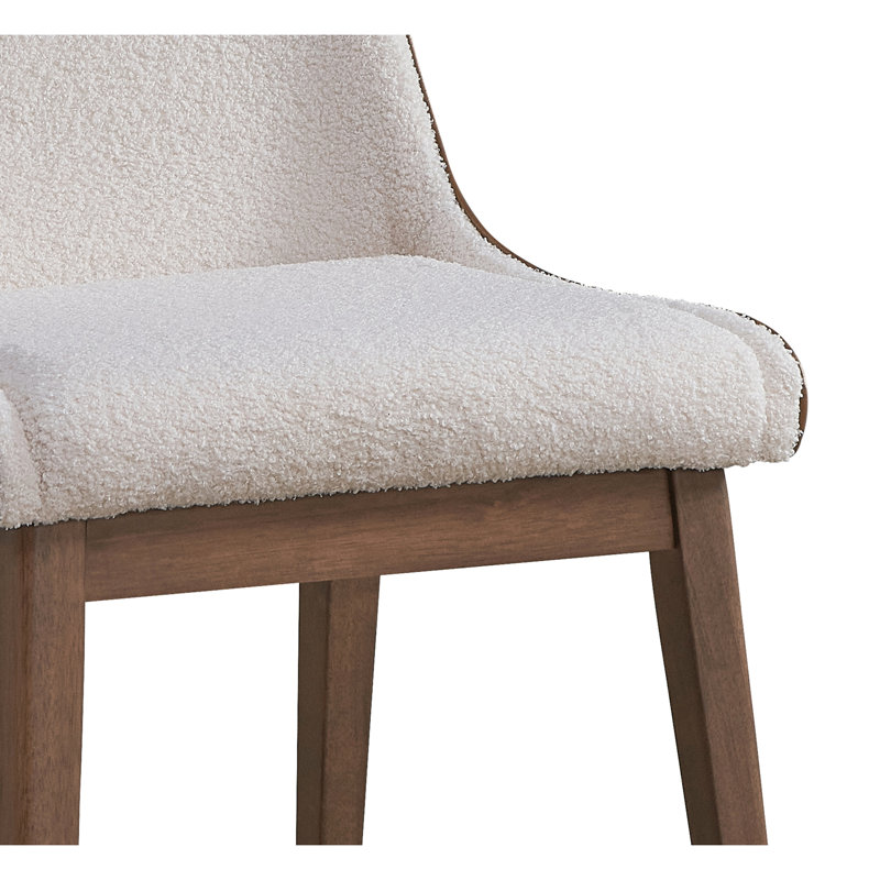 2 pièces Chaise d'appoint gracieuse - Boucle blanche et velours brun, soupçon de noyer, paire élégante 2: Boucle, particularité