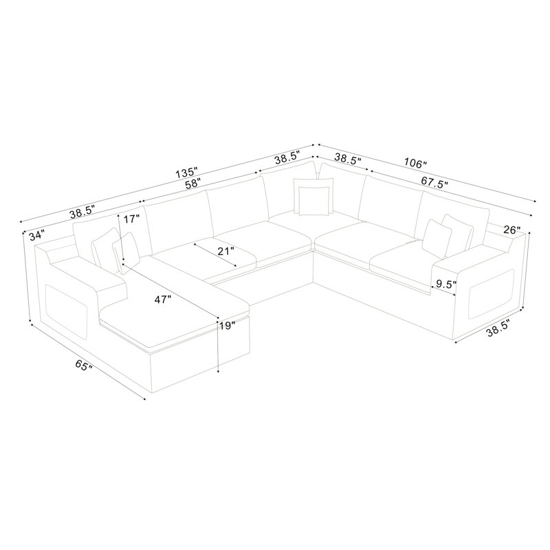 Coffee-Bean Like Upholstered Full Compressed Sectional