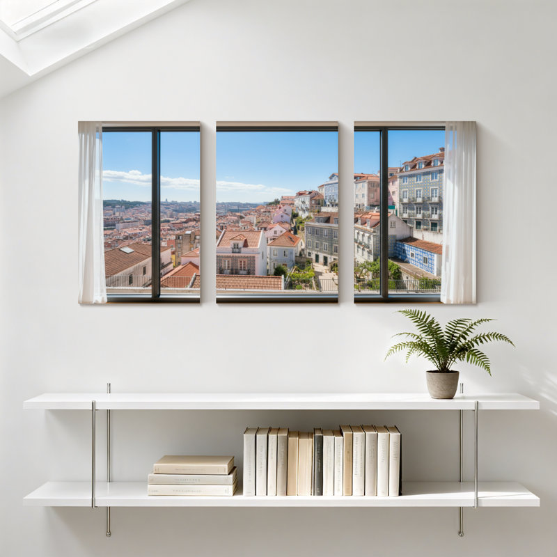 Ensemble de 3 impressions sur toile de paysages urbains, H 30 po x l 60 po