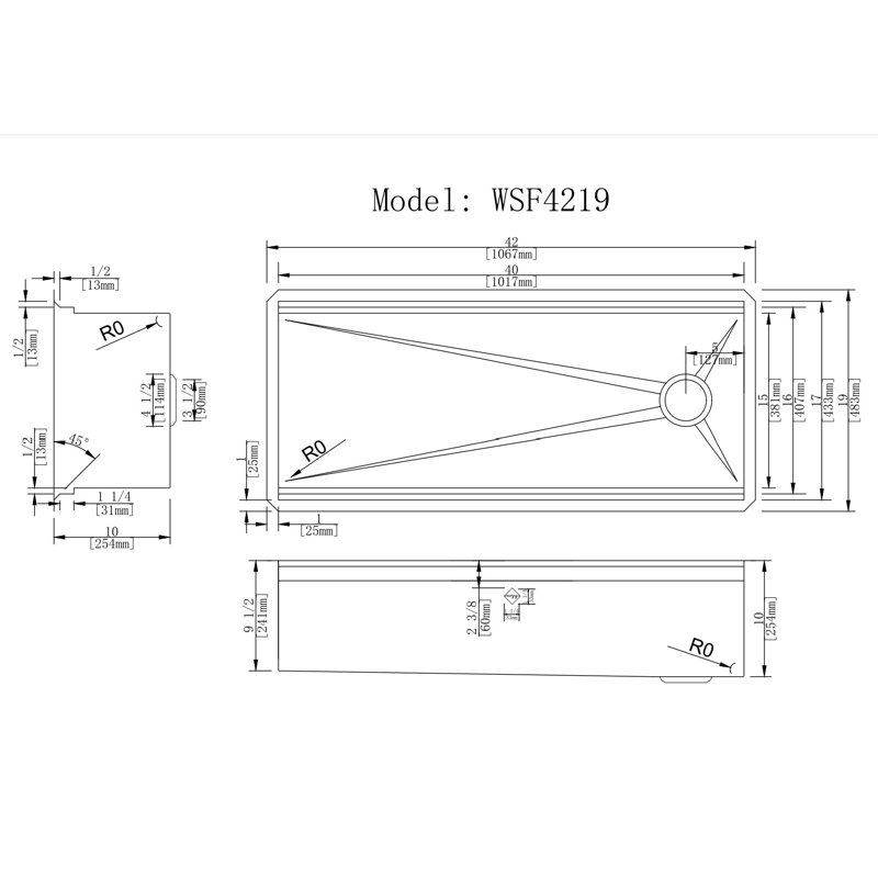 All-in-one Workstation 42" L x 19" W Undermount Stainless Steel Kitchen Sink, Stainless Steel