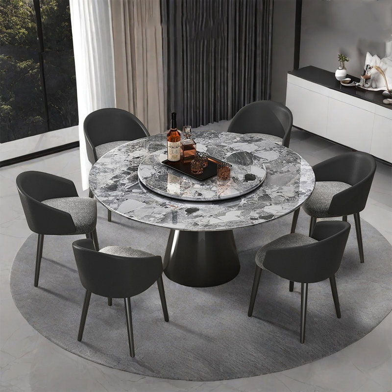 Simple Modern Luxury Stone Round Dining Table Set