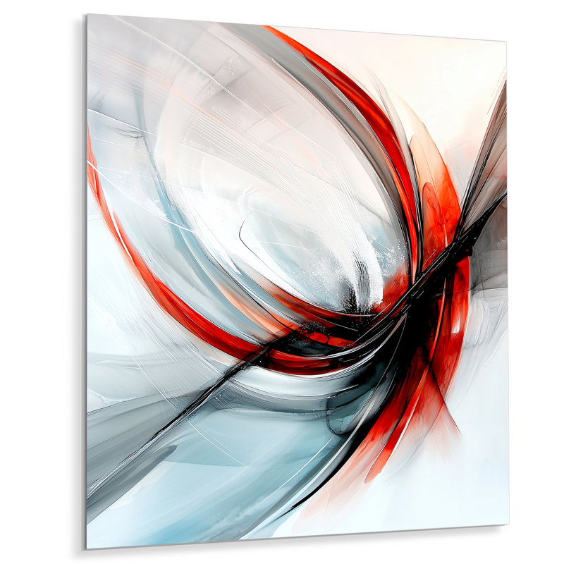 «Red Abstract Transitional Bloom I», art mural moderne en métal, impression sur métal moderne, H 32 po x l 24 po x P 0,84 po