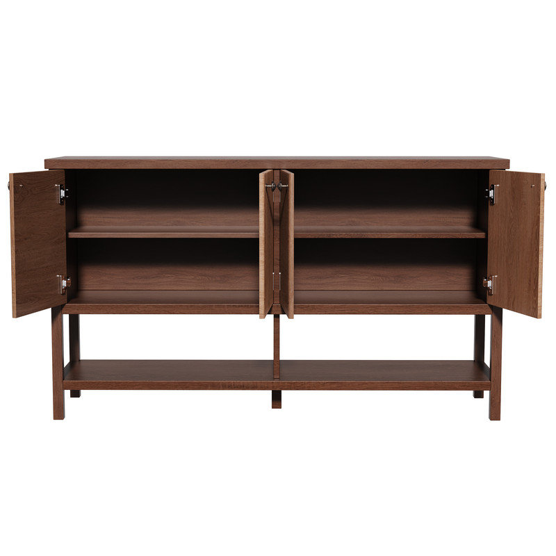 Armoire Morden avec présentoir pour cuisine et salon, Tanné