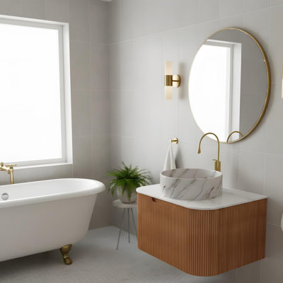 Meuble-lavabo mural 24 po avec lavabo rond en céramique et tiroir