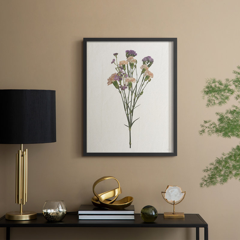 «Organic Floral II», reproduction encadrée - bois massif, H 11 po x l 9 po, Noir, noir, noir, noir