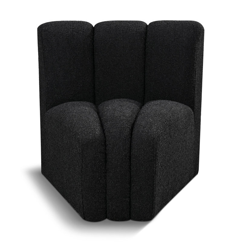 Iyahna Upholstered Side Chair, Black Boucle Fabric