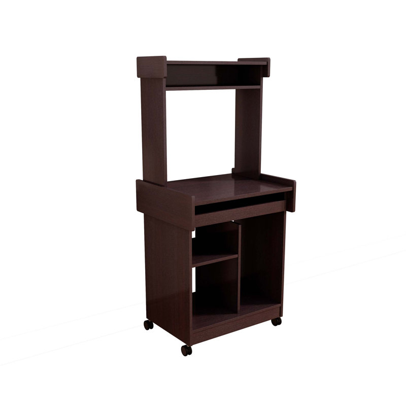 Versatile Microwave Cart Coffee Station Computer Cart With Locking Castors And Gliding Shelf, Espresso