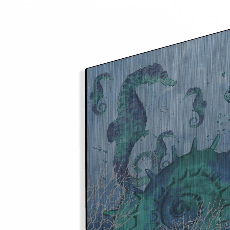 Art mural en métal luxueux «Ocean Blues B» par Jean Plout, 16 po x 12 po, 16 po x 12 po