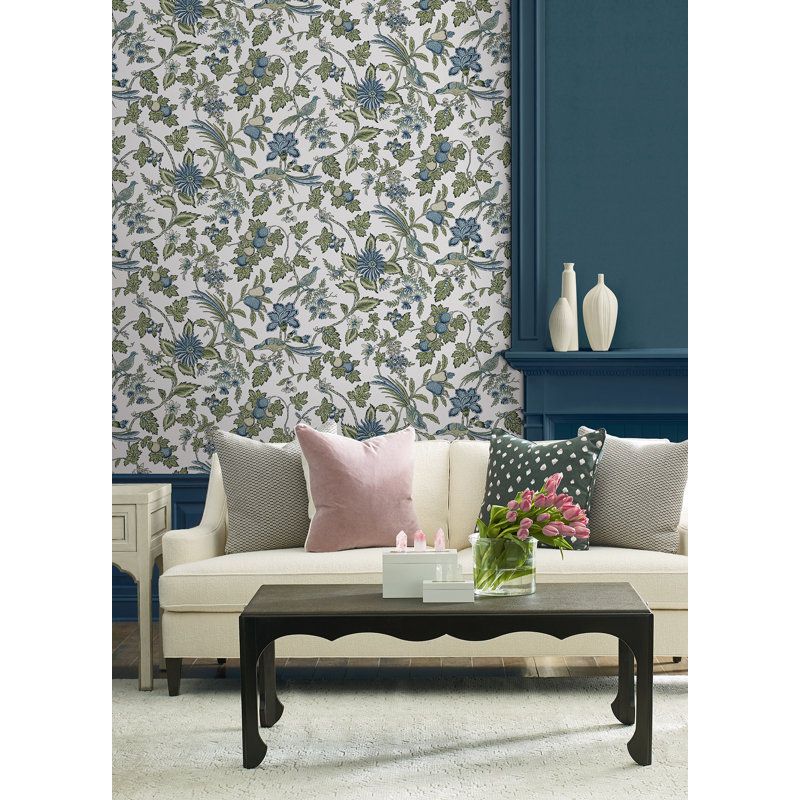 Papier peint bleu jacobin Parterre, Bleu