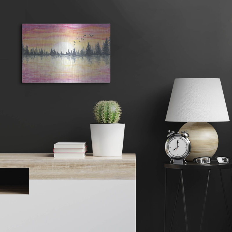  «Sunrise Tree Line» par Anika Goodhue, art mural en métal, 24 po x 16 po, H 16 po x l 24 po