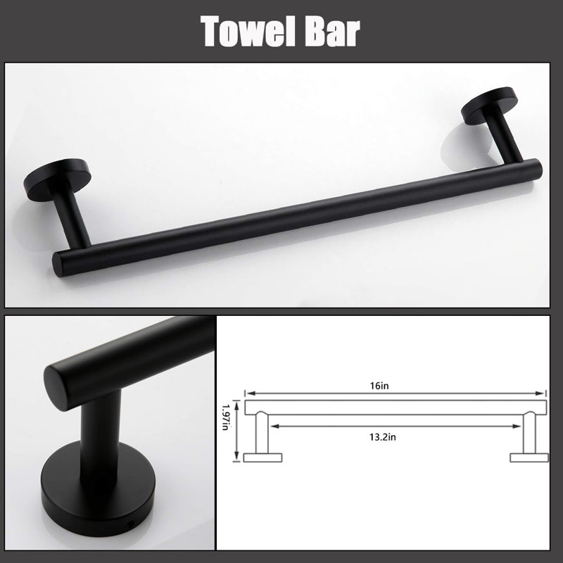 Matte Black Stainless Steel 4-Piece Bathroom Hardware Set