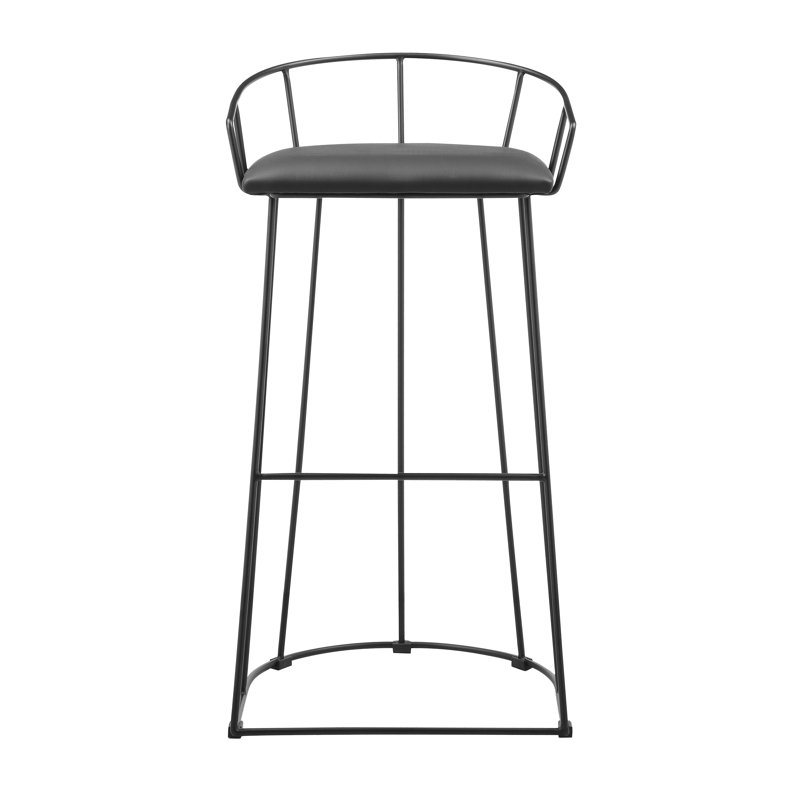 Arikka Upholstered Counter Stool with Metal Frame, Bar Stool (30.5" Seat Height), Black