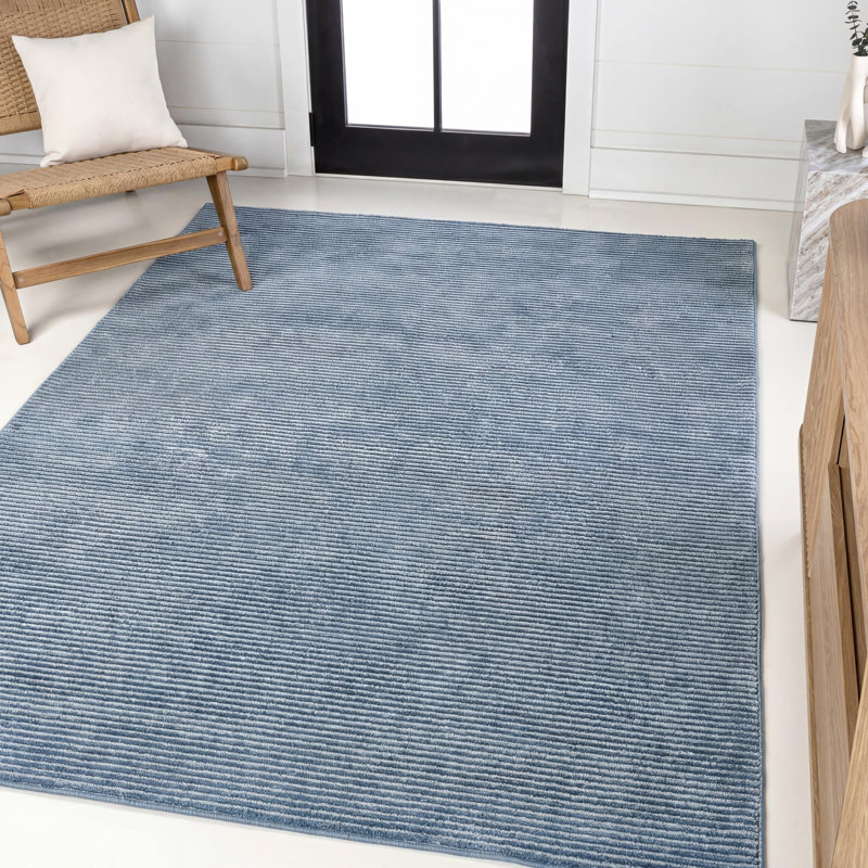 Tapis bleu / blanc Wolcott, Rectangle 7 pi 9 po x 10 pi
