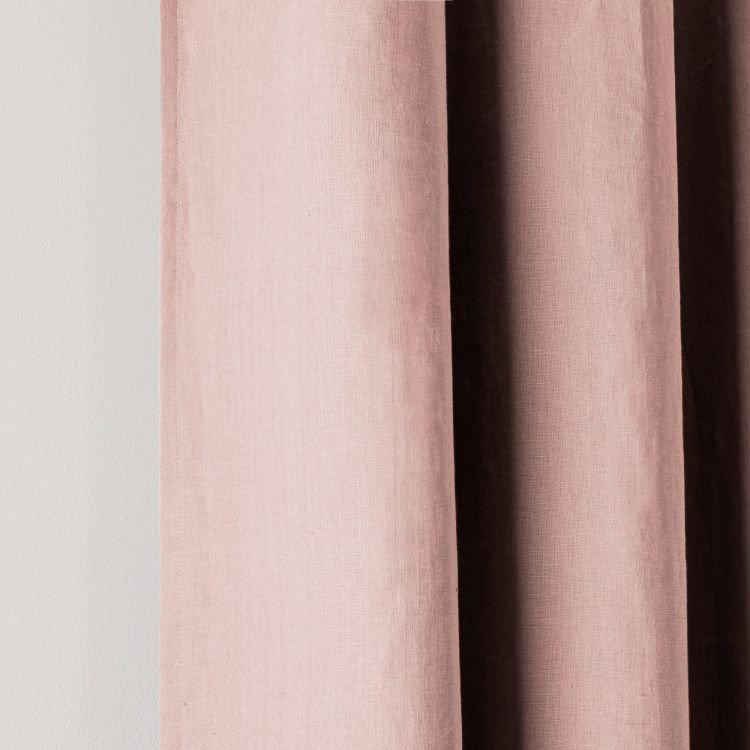 Carlina Linen Room Darkening Curtain Single Panel, Width 140 x Drop 345cm, Pink
