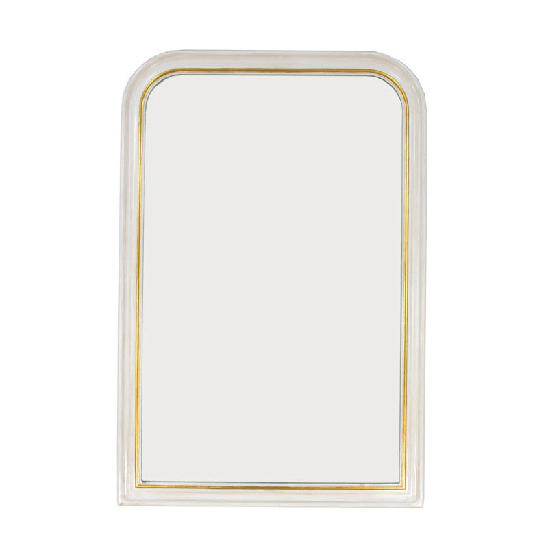 Tallulah Arch Wall Mirror, 60" x 40", Antique White/Gold