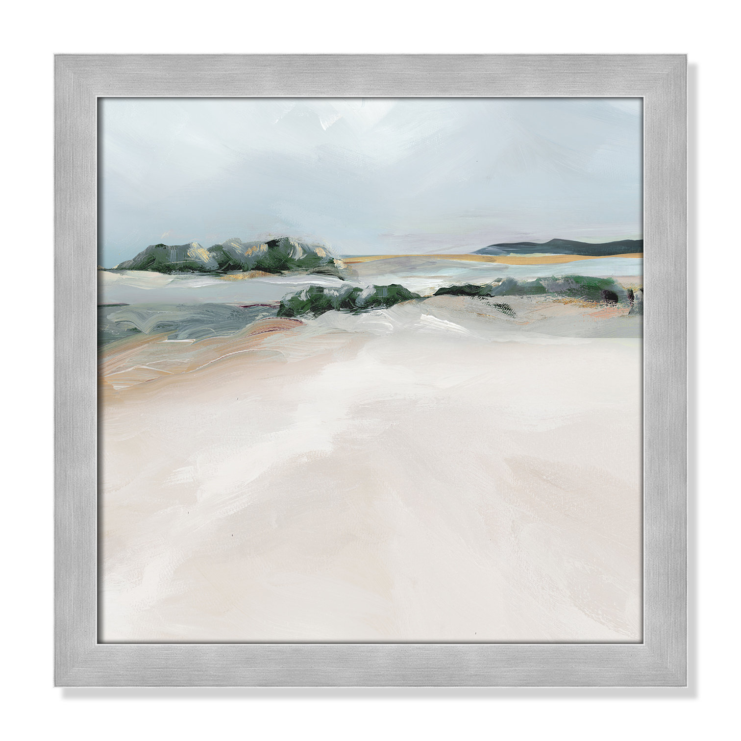 Anelis "Shimmering Path" Painting, 18" H x 18" W x 1.12" D, Matte Silver Framed