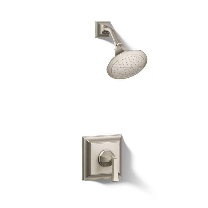 Memoirs Stately Rite-Temp Shower Valve Trim with Deco Lever Handle and 2.5 Gpm Showerhead, Vibrant Brushed Nickel