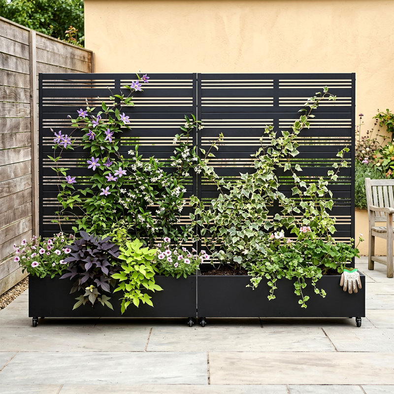 Lit de jardin extérieur surélevé en métal avec treillis, H 73 po x l 47 po x P 16 po
