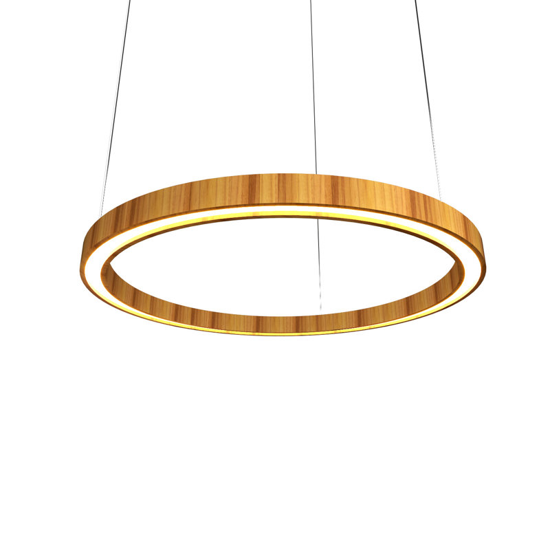 Lustre tambour unique à 1 lumière DEL, Teck, H 1,56 po x l 35,1 po x P 35,1 po