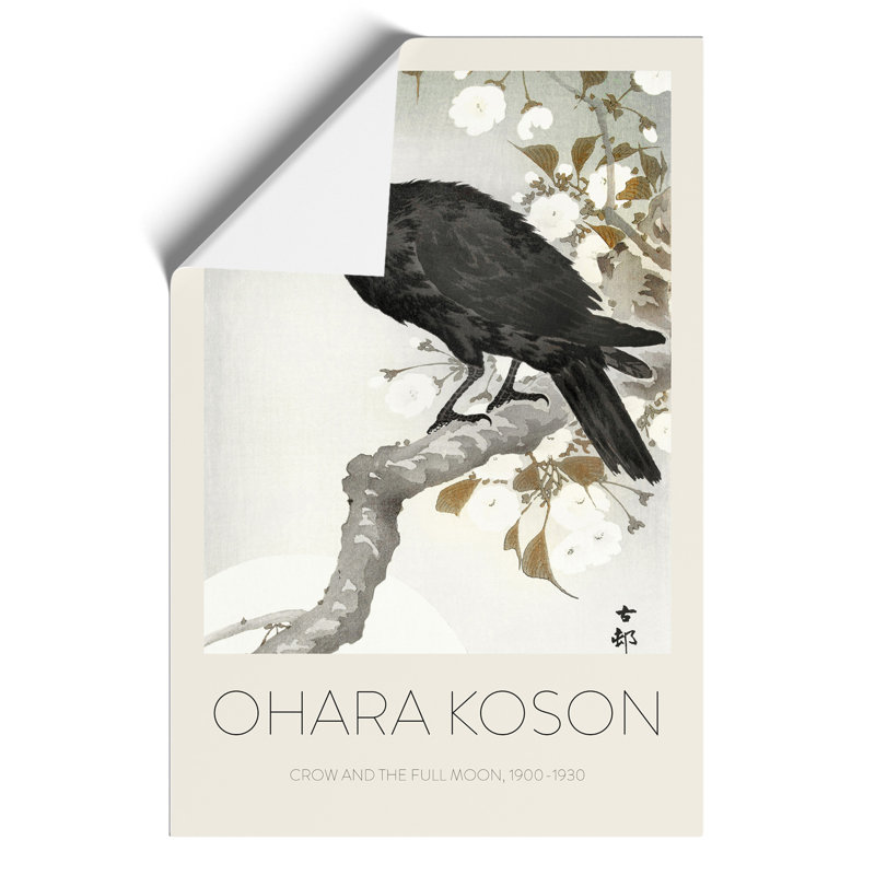 A Crow on the Blossom Tree Print by Ohara Koson - Frameless Print, 30cm H x 21cm W x 0.1cm D
