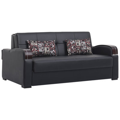 Northerly 74.4 in. Vegan Leather 3-Seater Twin 3-in-1 Sleeper Sofa Bed with Storage