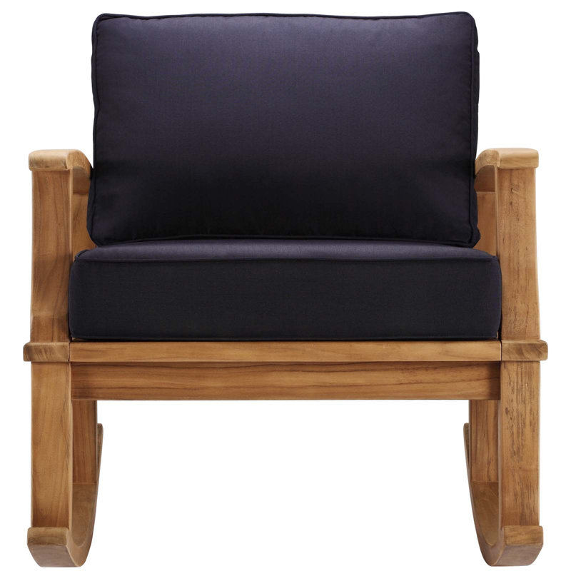 Chaise berçante d'extérieur en teck Marina, Bleu marine