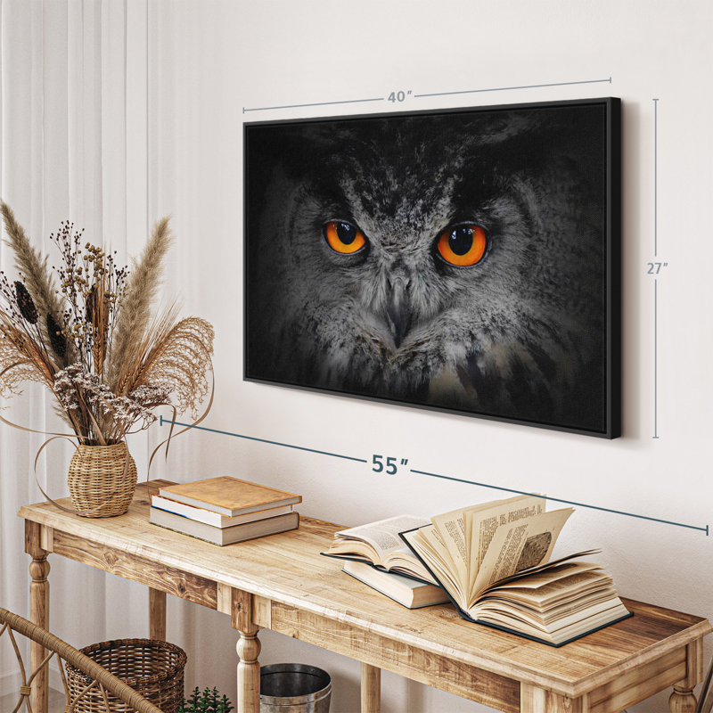 " Mesmerizing Gray Owl Canvas Print ", 27" H x 40" W