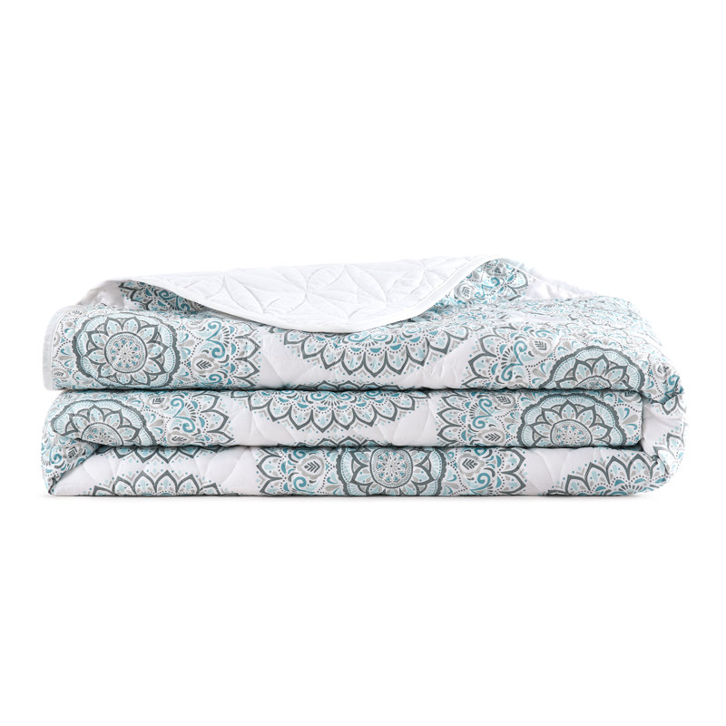 GAIAM Microfiber Soft Brushed Quilt, Twin Quilt, Mandala Blues