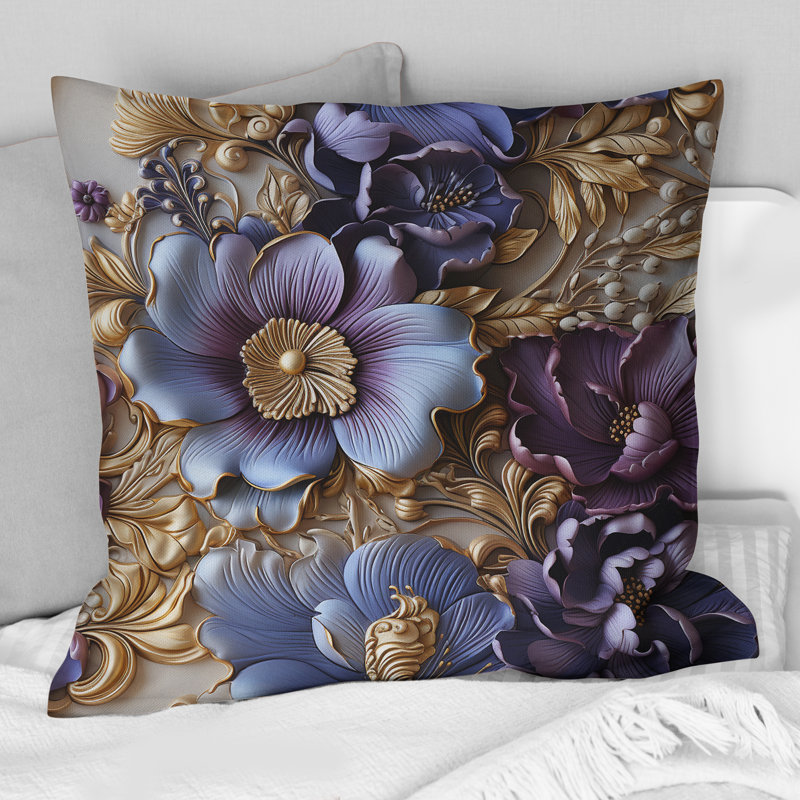 Coussin décoratif royal et mauve et royal, H 16 po x l 16 po