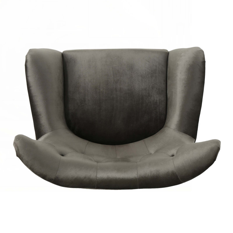 Seigfried Velvet Mid-century Arm Chair, Gray, Black
