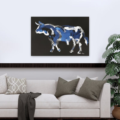 Abstrait taureau bleu abstrait et expressionniste contemporain