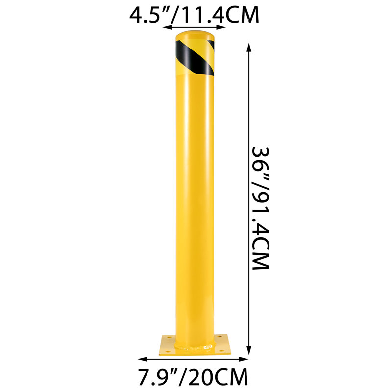 Safety Bollard Steel Bollard Barrier, 91.4cm H x 20.1cm W x 11.4cm D