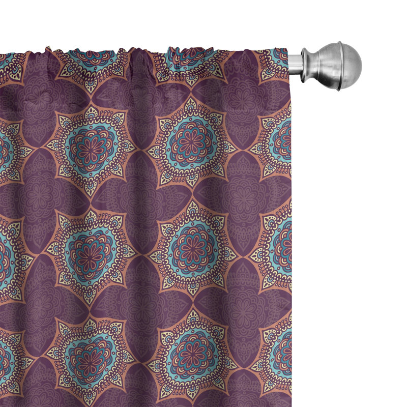 Ethnic Semi-Sheer Rod Pocket Curtain Panels, 28" x 95"