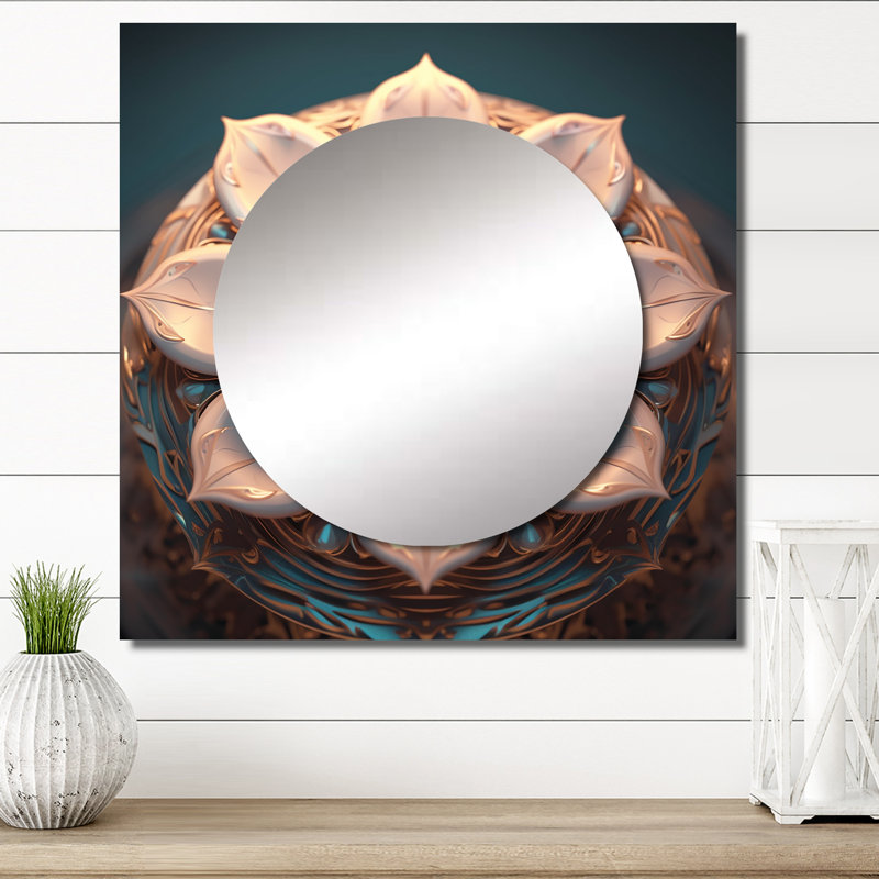 Exquis rose doré Mandala VI - grand miroir carré Boho Mandala pour décoration murale, 36 po x 36 po