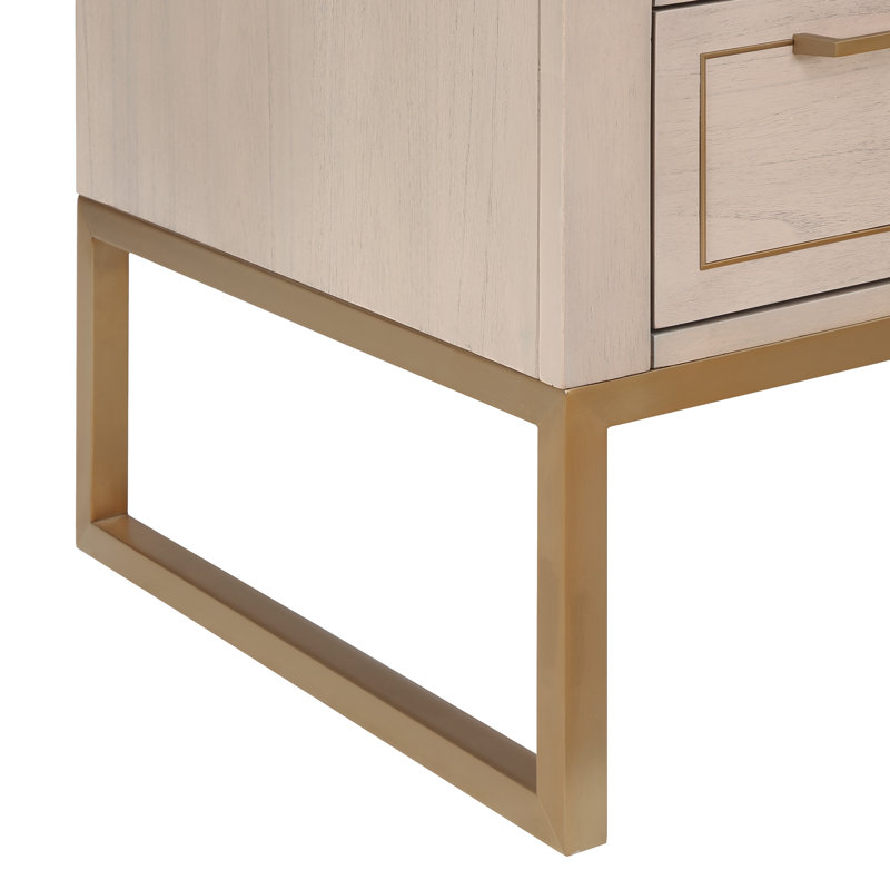 Markham 48'' W Single Vanity, Universal Calacatta Quartz, Cashmere Gray, Satin Brass