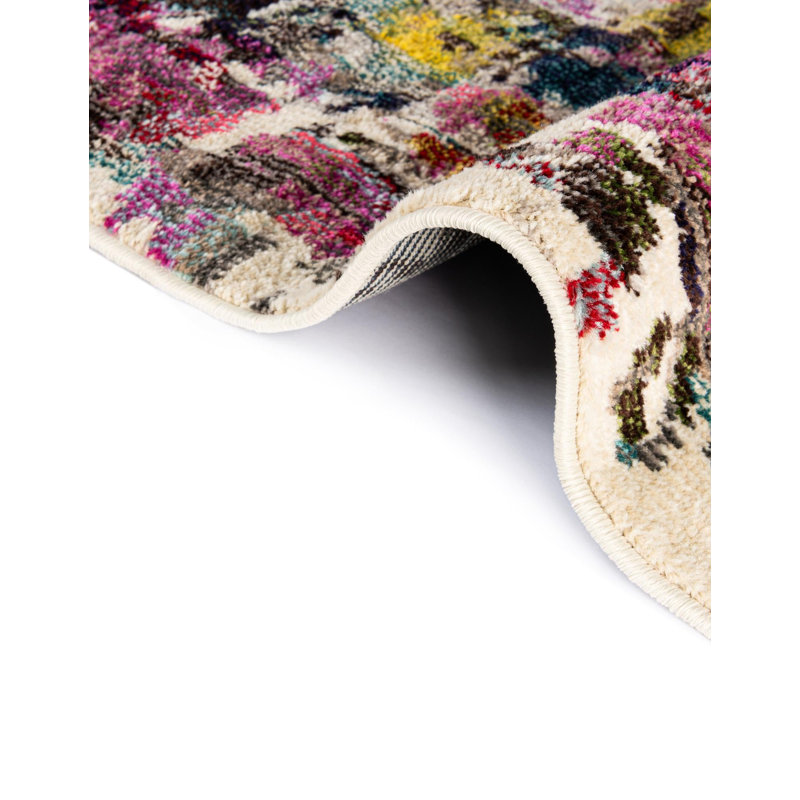 Rizer Abstract Red/Yellow/Blue Area Rug, Rectangle 7'1" x 10'
