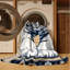  Tapis blanc lavable avec yeux de tigres et grands chats-722215546