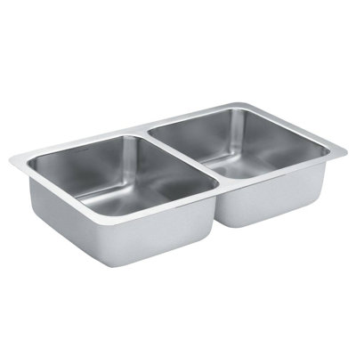 1800 Series 31.375" L x 18" W Double Bowl Kitchen Sink