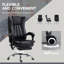 Black Microfiber Office Chair, High Back Computer Chair, With 6 Point Massage, Heat, Adjustable Height And Retractable Footrest