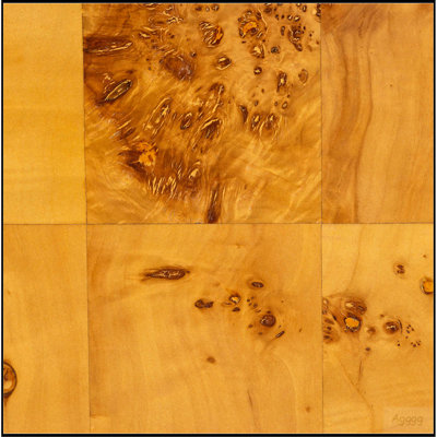 Modern and Contemporary Natural Light Mappa Real Burl Wood 2-Drawer Nightstand