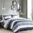 Stripe Bedding With Comforter And Sheets - Grey, Navy, Blue Colors King Size In Wrinkle-
