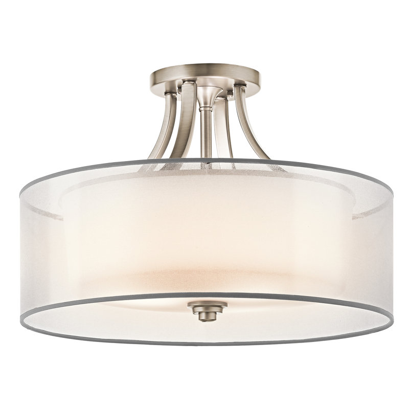 Plafonnier semi-encastré 20 po à 4 lumières Lightle, Étain antique
